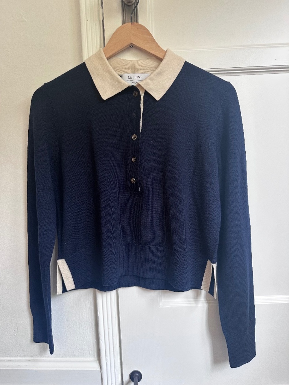 La Ligne Collared Sweater Size Small New Without Tags Navy Blue